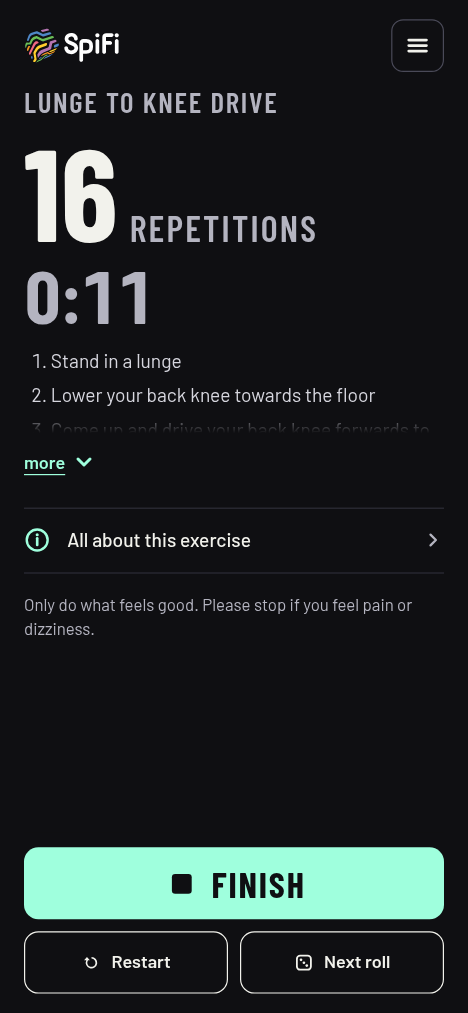 The game in the Studio dark style: running timer with big numbers