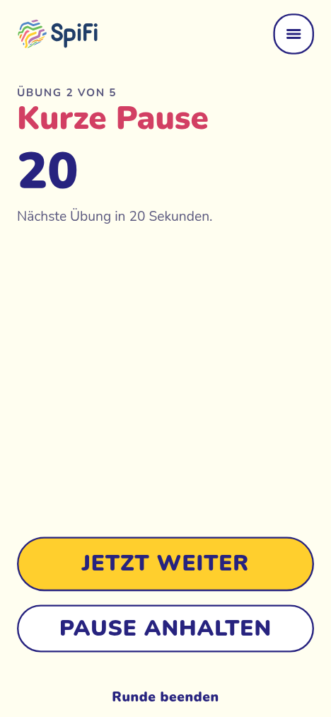 Spiel: kurze Pause vor der nächsten Übung